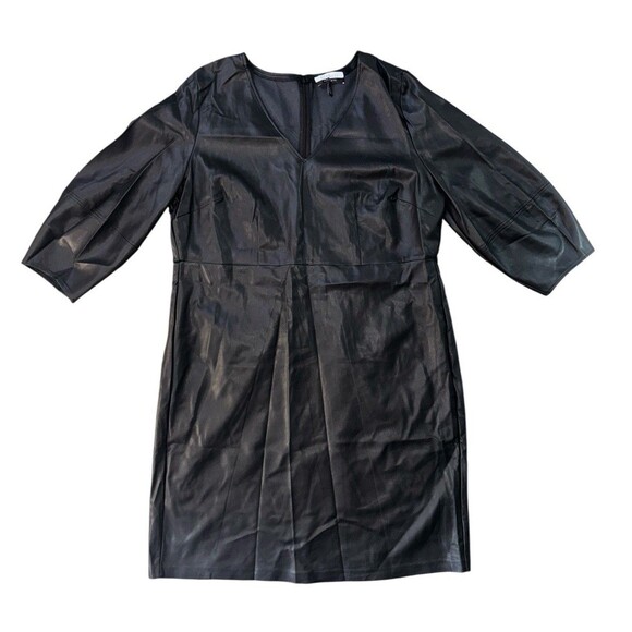 Eloquii Women’s Black Faux Leather Elegant Sleek Plus Size Dress Size 22 - Picture 1 of 8